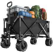 Carro Pieghevole per Spiaggia con Ruote 360¡ã ¨C Zephmum ¨C 108x55x55 cm Nero