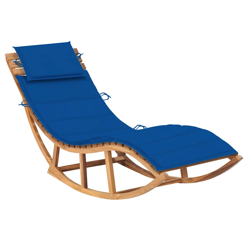 Lettino Prendisole a Dondolo con Cuscino in Massello di Teak cod mxl 67145