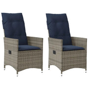 Sedie da giardino reclinabili 2 pz con cuscini grigie in polyrattan