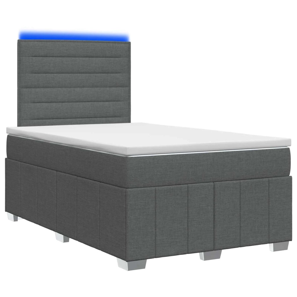 Letto Box Spring LED con Materasso Grigio Scuro 120 x 190 cm 3455550