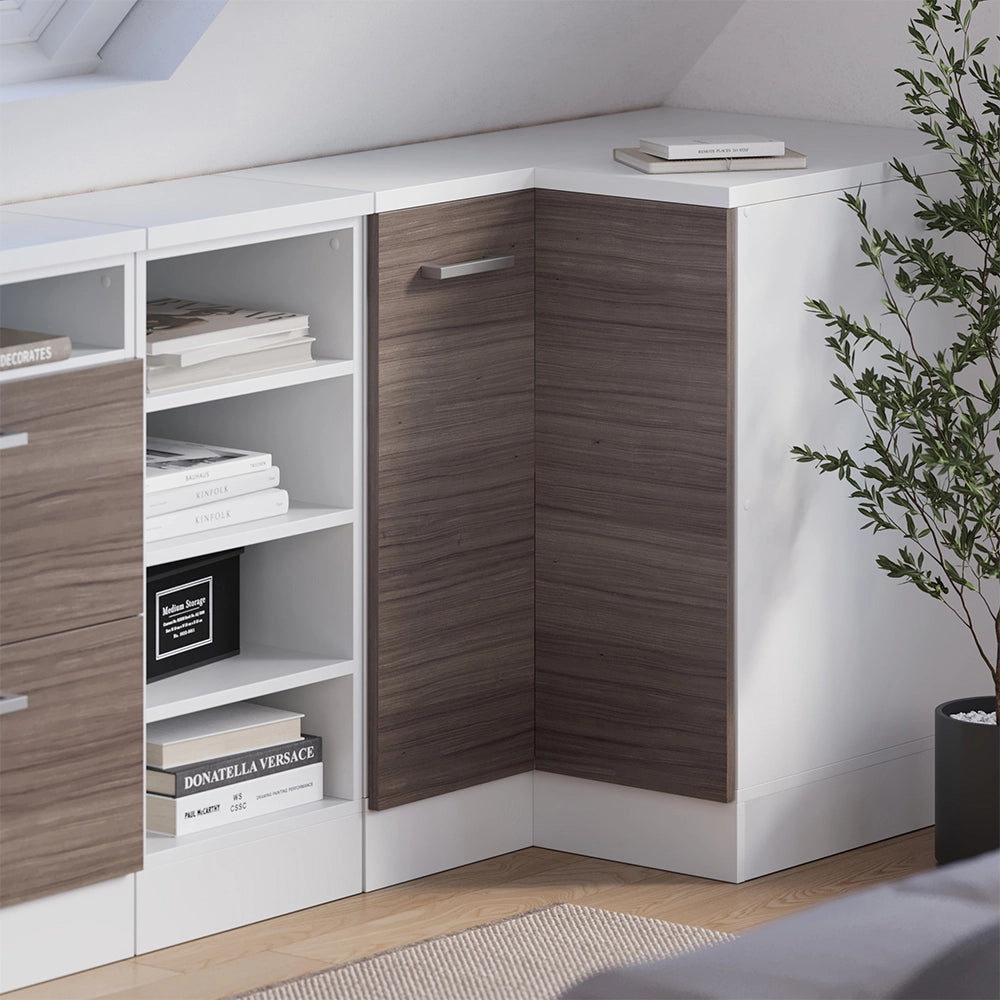 Mobile sottotetto Mobile angolare Rion Grigio nobile/Bianco 75.6 x 83.8 cm con 1 porta, carcassa dell’armadio profondità 60 cm Vicco