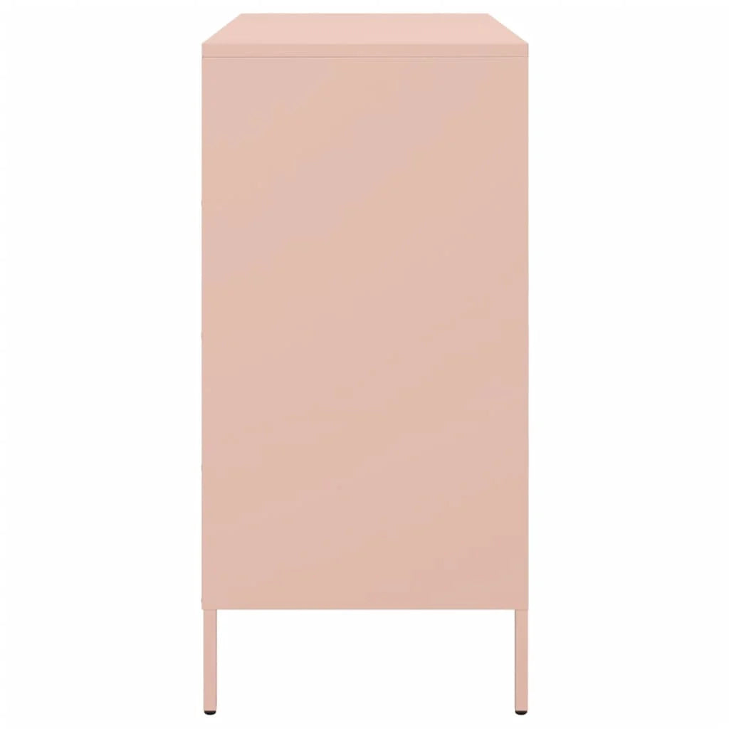 Credenza cassettiera armadio mobile contenitore organizer per cucina soggiorno salotto 68 x 39 x 79 cm acciaio rosa 02_0036215