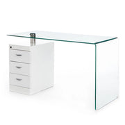 Scrivania con cassettiera in vetro trasparente cm H.75xL.125xP.65