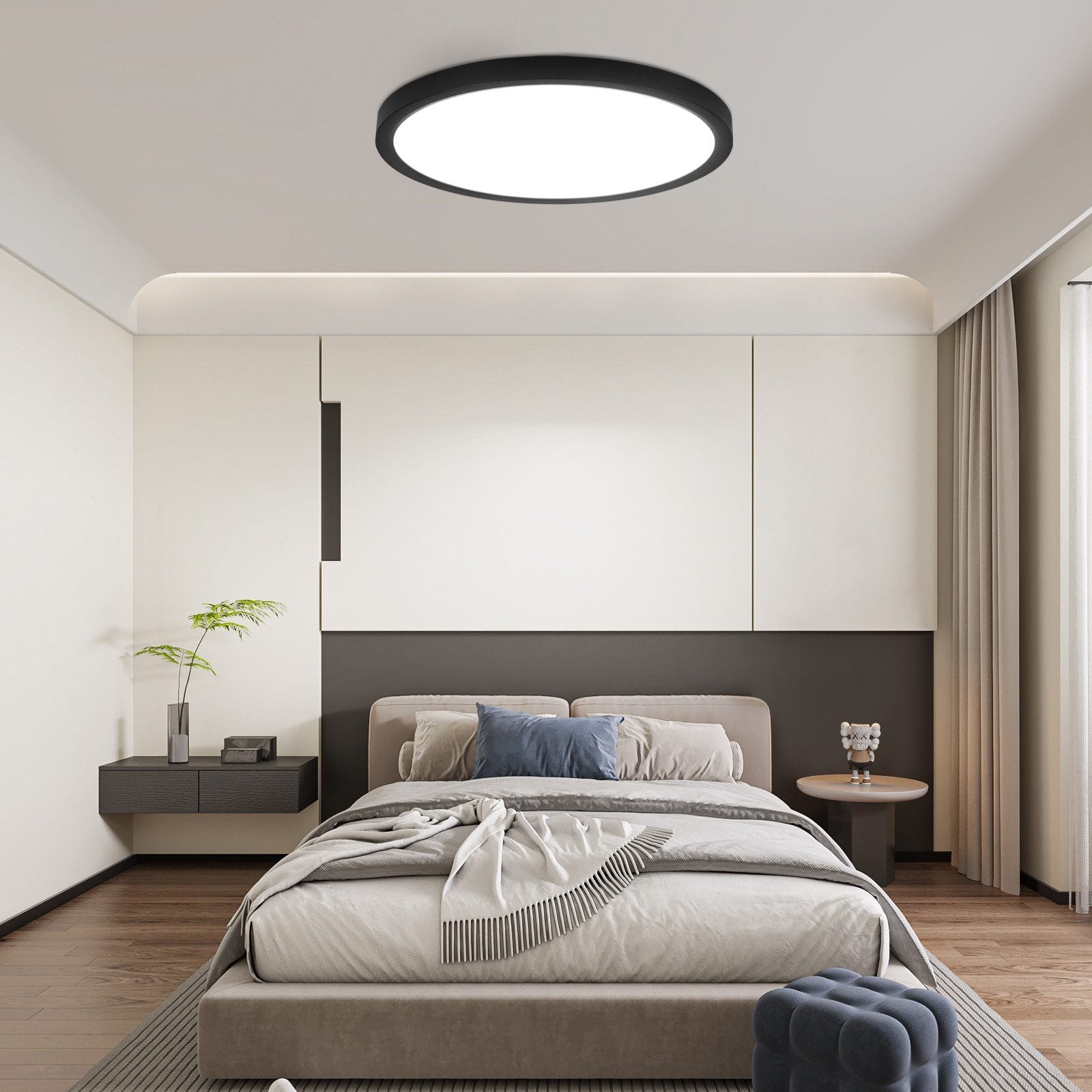 ZMH Lampada da soffitto LED piano 30 cm 24W nero 6000K moderna per cucina corridoio camera letto