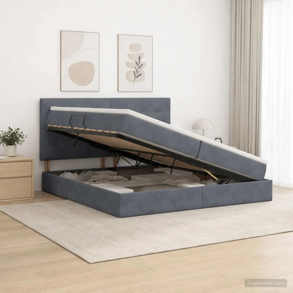 Letto con contenitore LED e materasso Grigio Scuro 200 x 200 cm 3460153