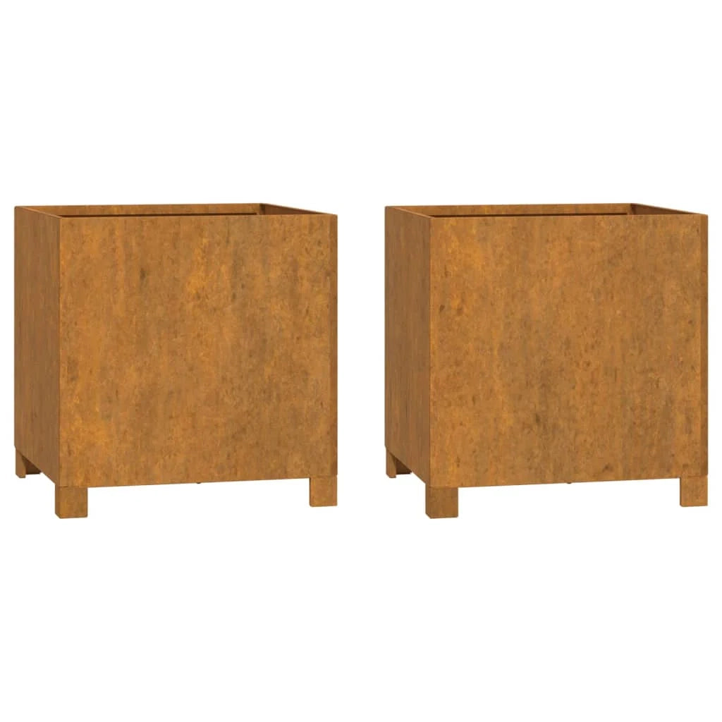 Fioriera rialzata per piante fiori giardino o patio con gambe set da 2 color ruggine 42 x 40 x 43 cm acciaio corten marrone 02_0038877