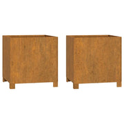 Fioriera rialzata per piante fiori giardino o patio con gambe set da 2 color ruggine 42 x 40 x 43 cm acciaio corten marrone 02_0038877