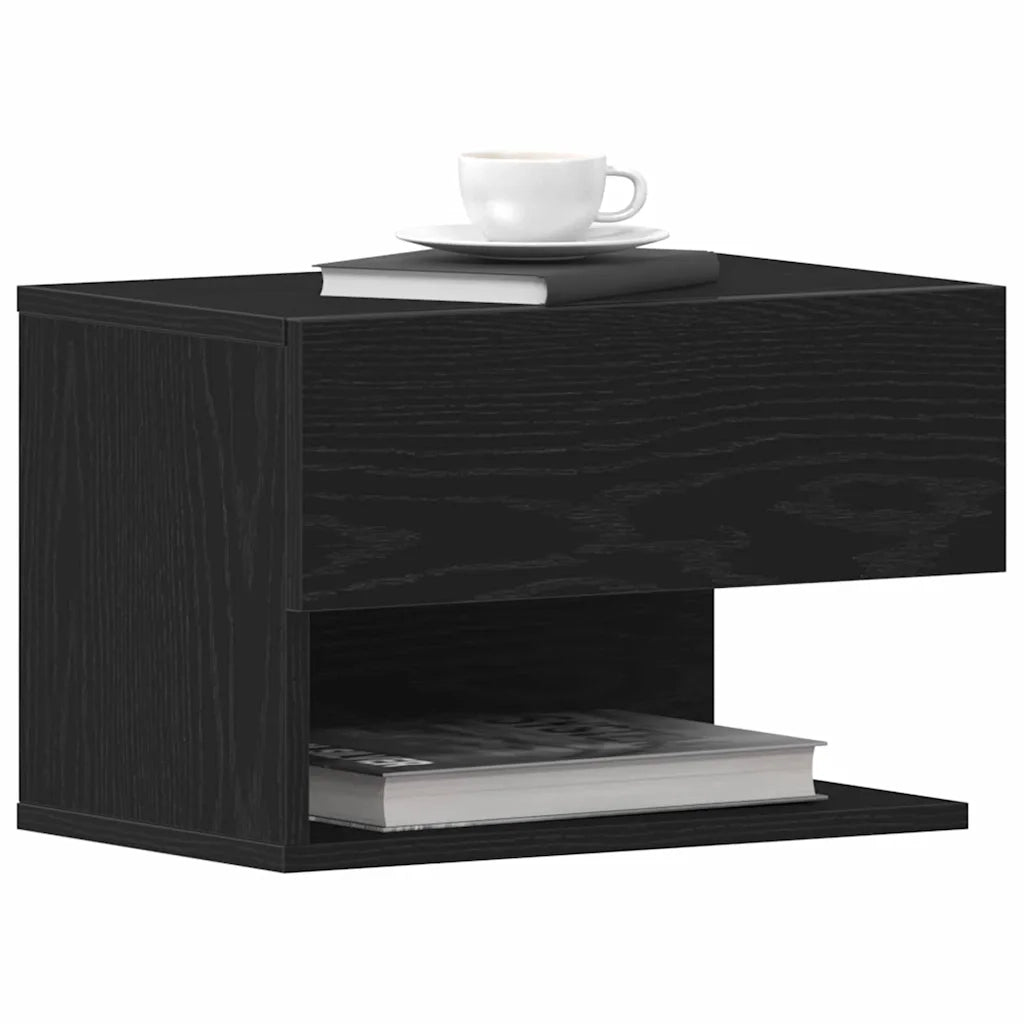 Comodino | Armadio da Notte | Mobiletto da notte Rovere Nero 46 x 30 x 30 cm Legno multistrato