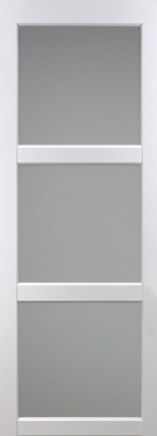 Porta scorrevole Depoli 'Kenya' bianca a 3 vetri 204X73 con binario in alluminio bianco + scocche