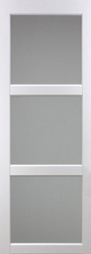 Porta scorrevole Depoli 'Kenya' bianca a 3 vetri 204X73 con binario in alluminio bianco + scocche