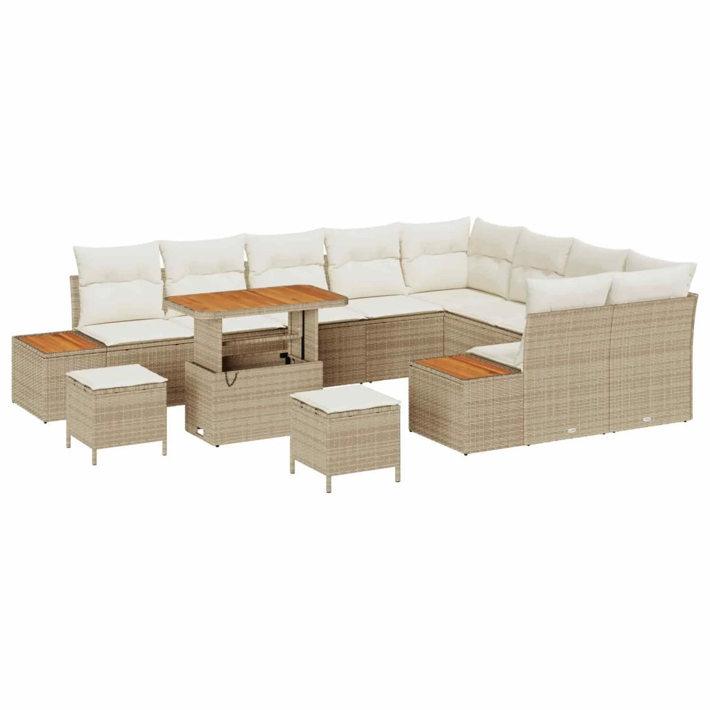 Set Divano da Giardino con cuscino 12 pcs Beige e Crema 3363346