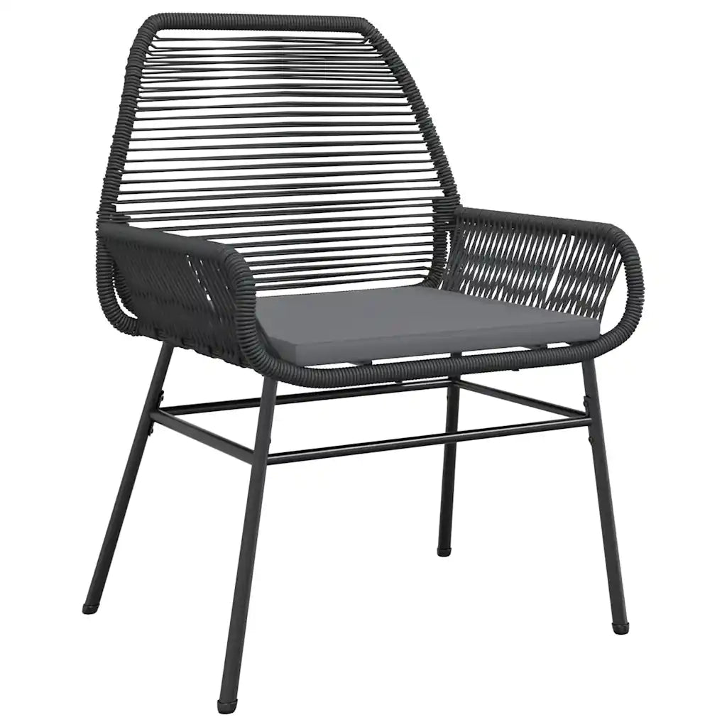 Set da Pranzo da Giardino 3 pz con Cuscini Polyrattan Vetro