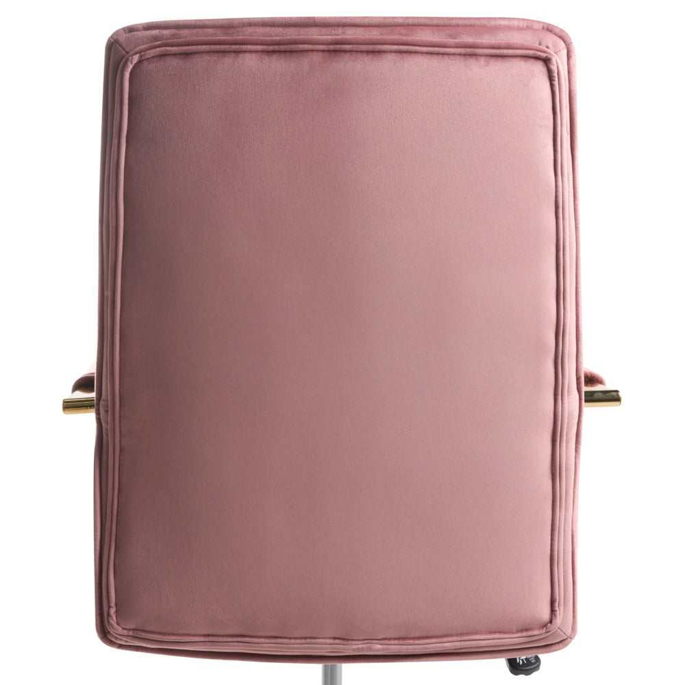 Sedia da ufficio in velluto rosa con base in metallo dorato sedia da scrivania girevole regolabile in altezza