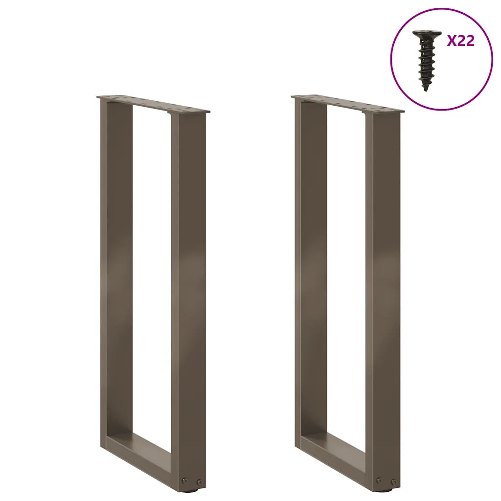 vidaXL Gambe per tavolo consolle a forma di U 2 pz in acciaio naturale 38x(72-73) cm