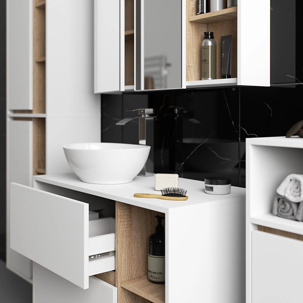 Mobile bagno sospeso VAMI Bianco, Sonoma Quercia 35 cm 1 anta 35x30x80 cm