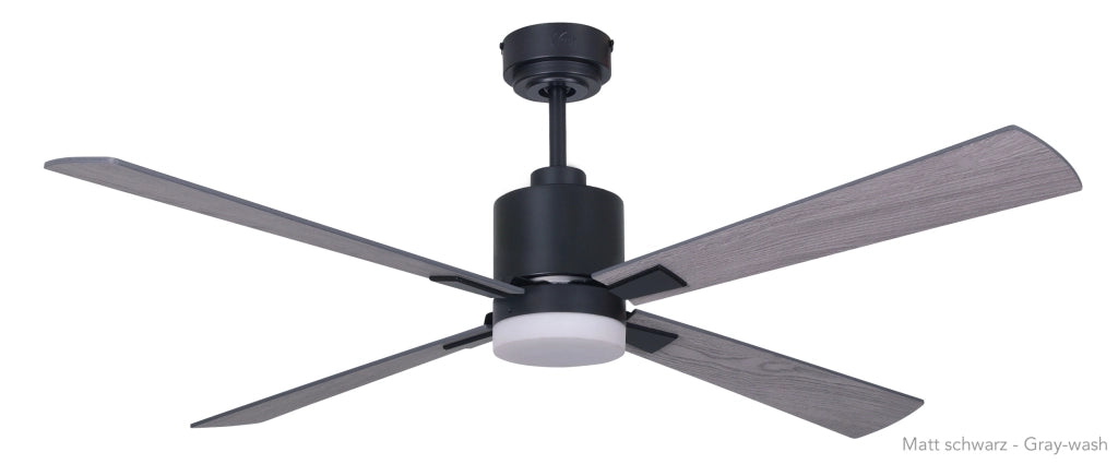 Vam Ventilatore da soffitto a risparmio energetico FACTORY Wi-Fi con luce a LED nero 132 cm telecomando 6 velocità