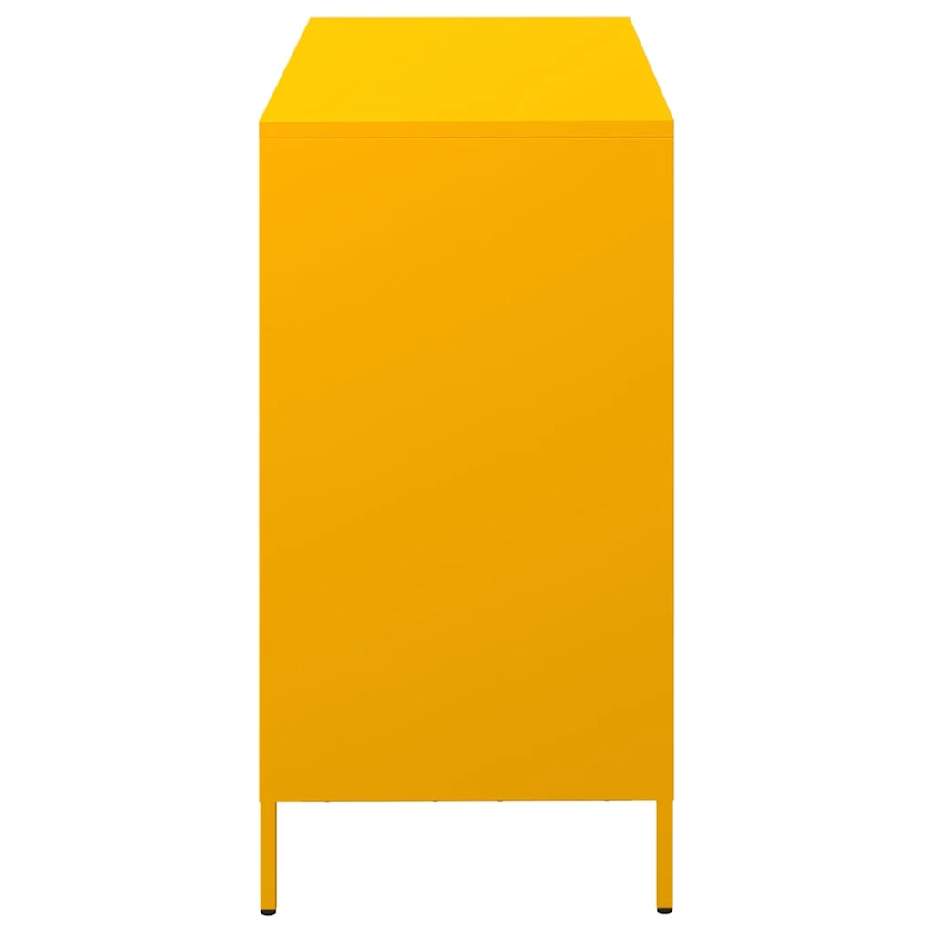 Credenza-Buffet-Armadio da cucina Giallo Senape 101,5x39x73,5 cm Acciaio Laminato Freddo 825458