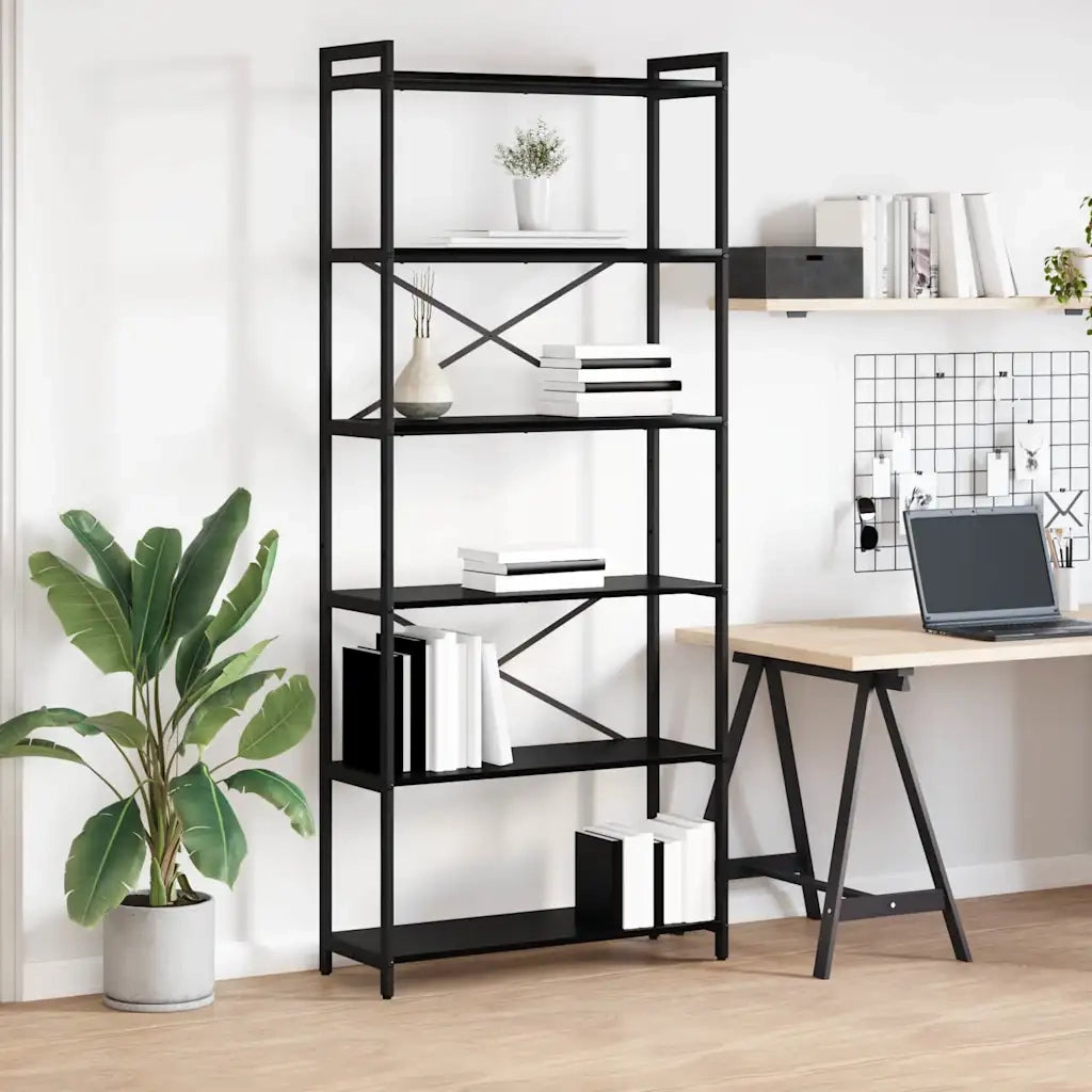 vidaXL Libreria Rovere nero 80 x 30 x 188 cm Legno multistrato