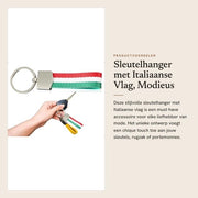 Sostegno chiavi con bandiera italiana - Lanyard con anello - Cordino - Materiale nylon resistente - Progettazione leggera - 110 x 22 mm - Cinturino per chiavi