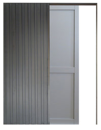 Porta scorrevole Athena Grigio RAL 7035 - 2 pannelli H204 x L73 + sistema a libro e rivestimento in dotazione