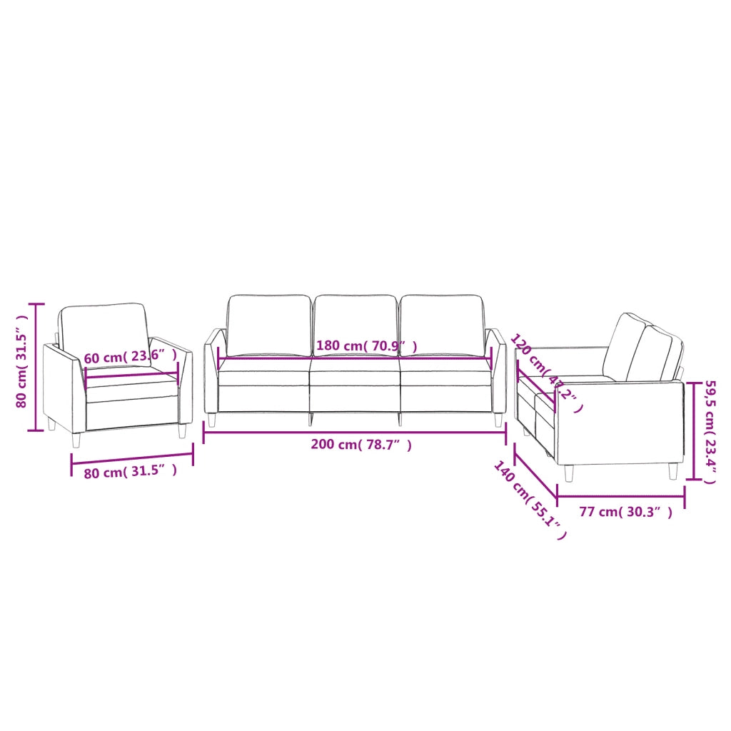 Set di Divani 3 pz con Cuscini Grigio in Similpelle 3201742