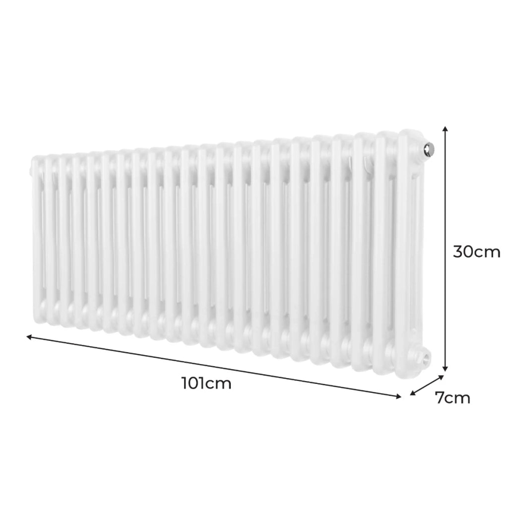 Termosifone Radiatore a 2 colonne per riscaldamento centralizzato orizzontale Bianco 300 x 1012mm