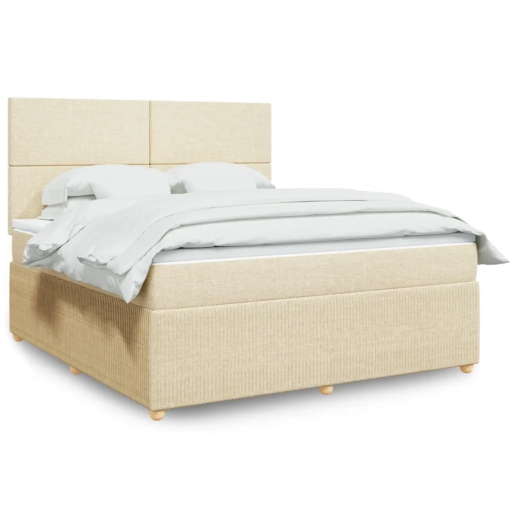 Giroletto a Molle con Materasso Crema 180x200 cm in Tessuto 3292133