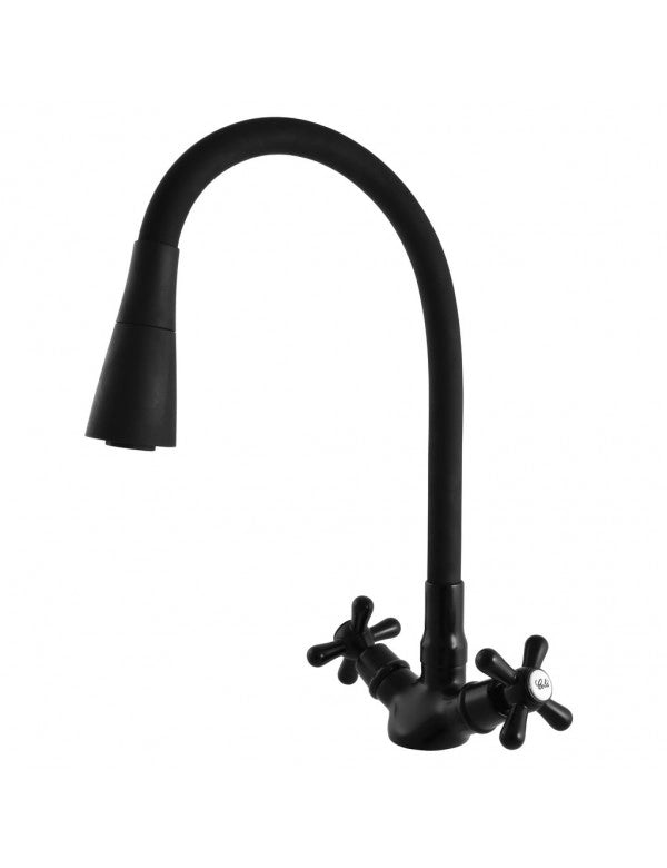 Miscelatore lavello flessibile in memory foam MORAVA RETRO in ottone nero opaco
