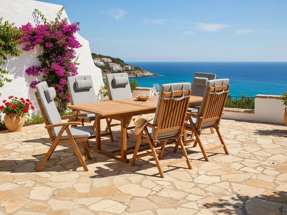 Set di 6 Cuscini in Tessuto grigio melange da Schienale per Sedie da Giardino Toscana/Java/Amantea stile elegante