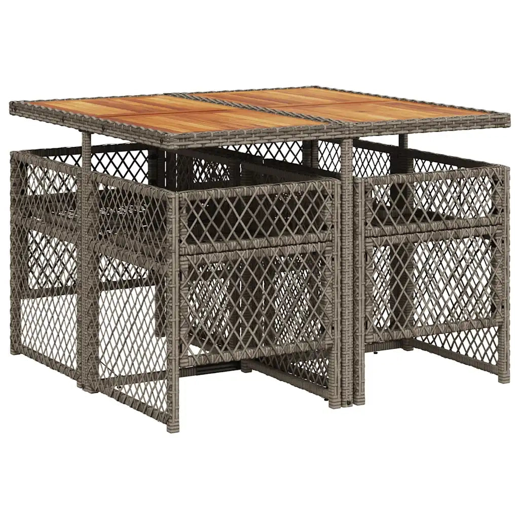 Set da Pranzo da Giardino 5 pz | Set Salotto da Giardino con Cuscini in Polyrattan Grigio