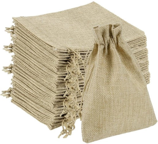 Sacchi di juta in lino - Borse di regalo riutilizzabili - 40 pezzi - 13 x 18 cm - Ideali per matrimonio, compleanni DIY - Perfetti per decorazioni