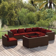 Set Divani da Giardino 9 pz con Cuscini in Polyrattan Marrone cod mxl 35065