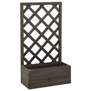 Fioriera con Traliccio Grigia 50x25x90 cm Massello di Abete  cod mxl 54447