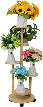 Trappolo per piante - Supporto per piante - Legno bianco - Raccoglitore per piante - Angolo - Interno - Alto - Bancone per piante - Per interni - Grande - Legno chiaro - Naturale
