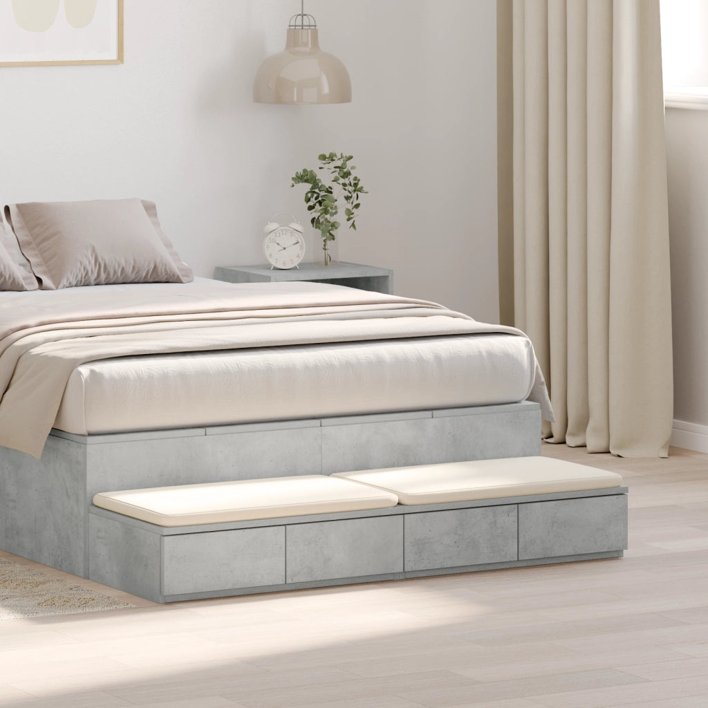 Cassetti da letto Comodino grigio in cemento 120x36.5x16.5 cm Legno ingegnerizzato