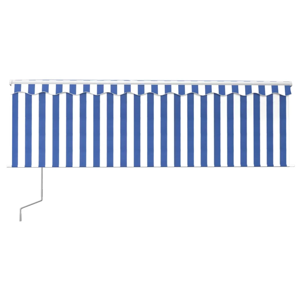 Tenda da Sole Retrattile Automatica Parasole 4,5x3m Blu Bianco