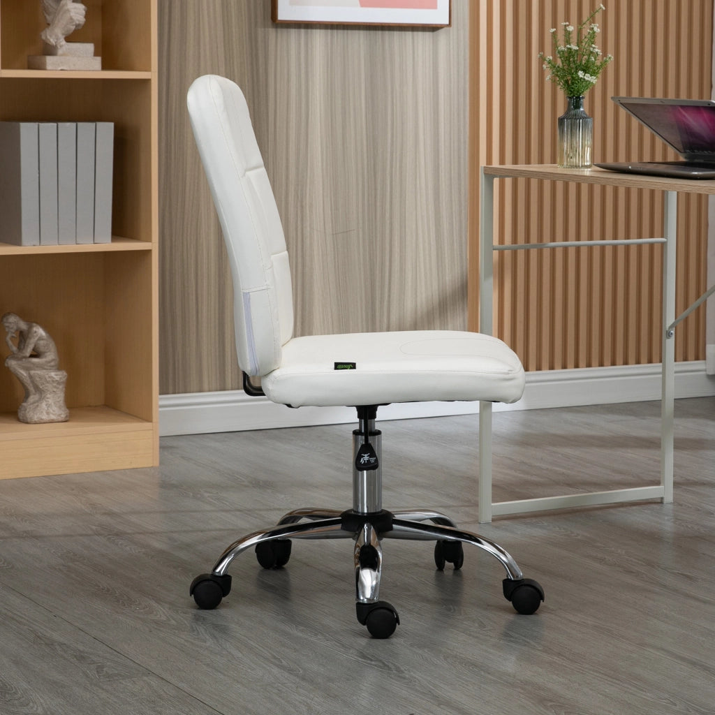 Sedia da Ufficio Girevole in Similpelle ¨C zephmum ¨C Bianco 45x59x90-100 cm