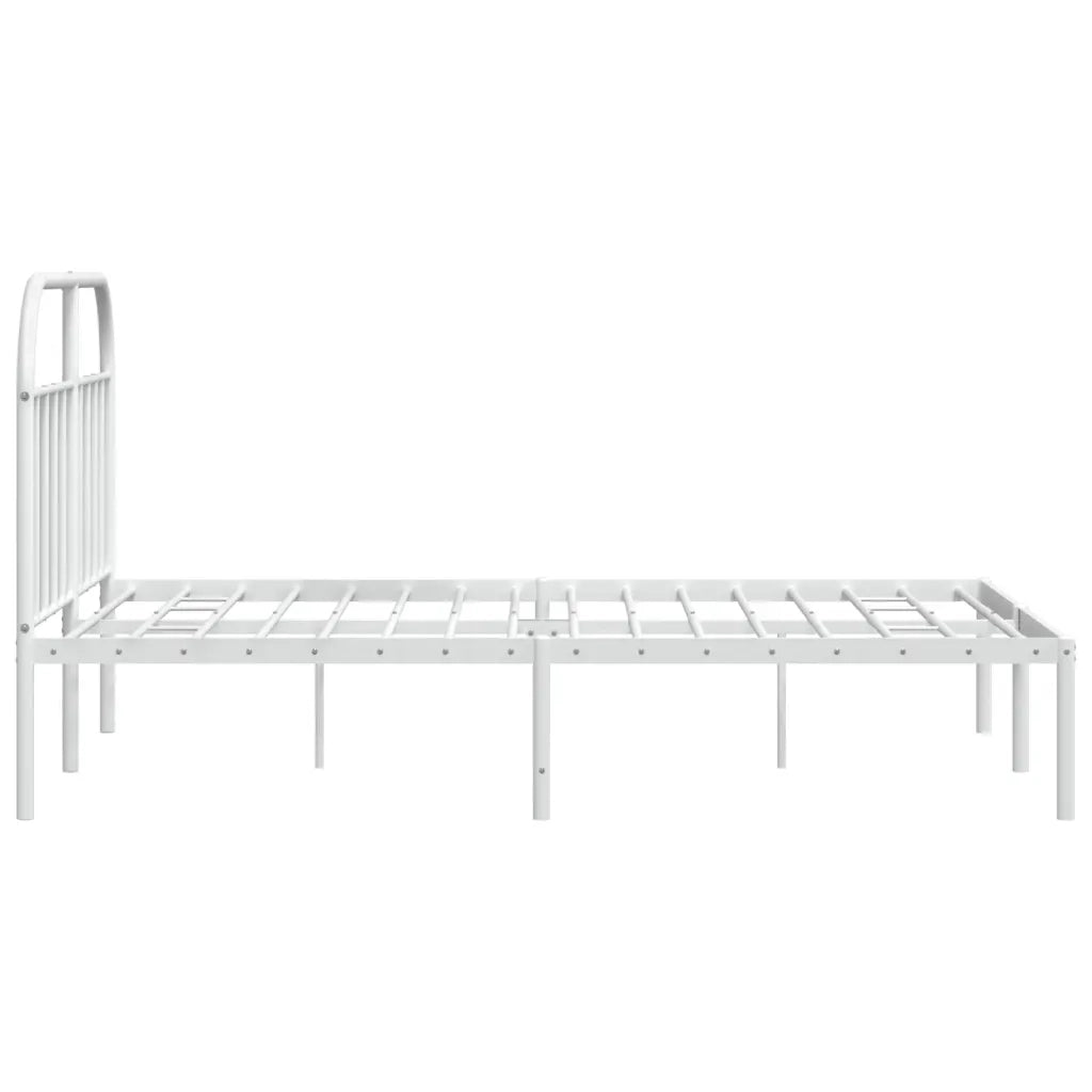 Letto matrimoniale | Letto per adulti | Giroletto con Testiera Metallo Bianco 140x200 cm