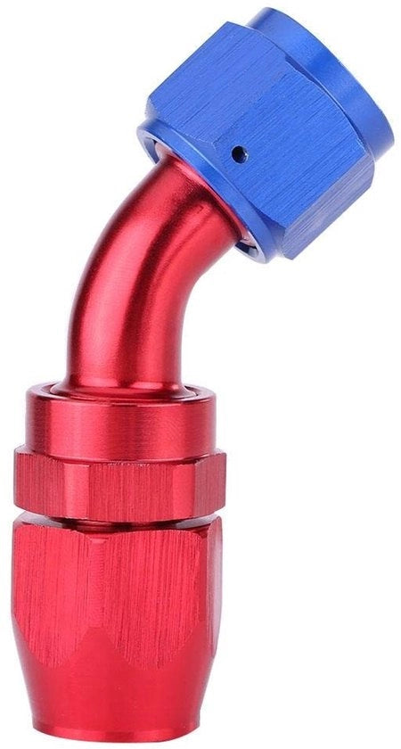 Fitting di fine tubo per modifica di auto - AAN10 - 45° Rotativo - Blu e Rosso - Adattatore per raffreddatore dell'olio - Adatto per...