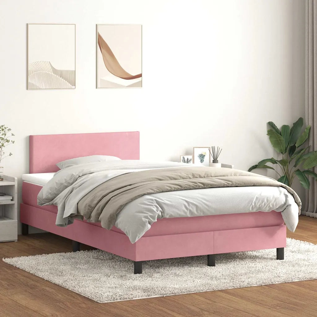 vidaXL Giroletto a Molle con Materasso Rosa 120x210 cm in Velluto