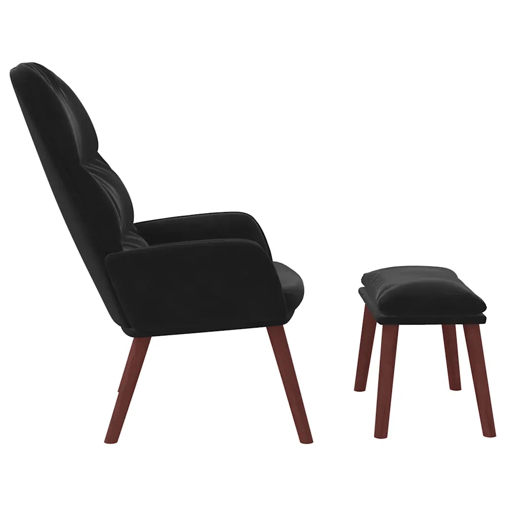 Poltrona Relax con Poggiapiedi Nera in Velluto 3315122