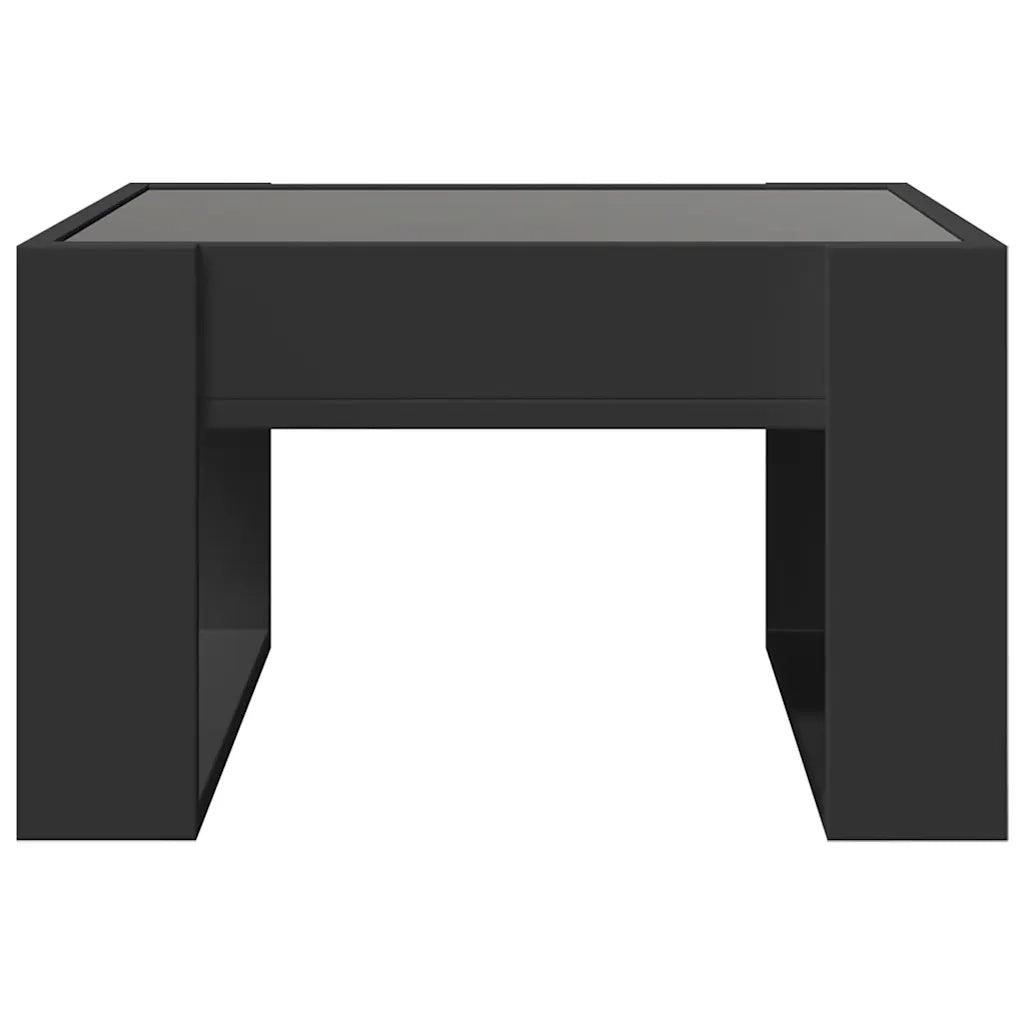 Tavolino da Salotto con LED Infinity-Tavolino da soggiorno Nero 50x53x30 cm