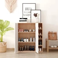 Scarpiera Slim da Parete, Mobile Multiuso con 2 Ante e Ripiani Regolabili per Camera da Letto e Ingresso, in Legno, 80x32x91cm