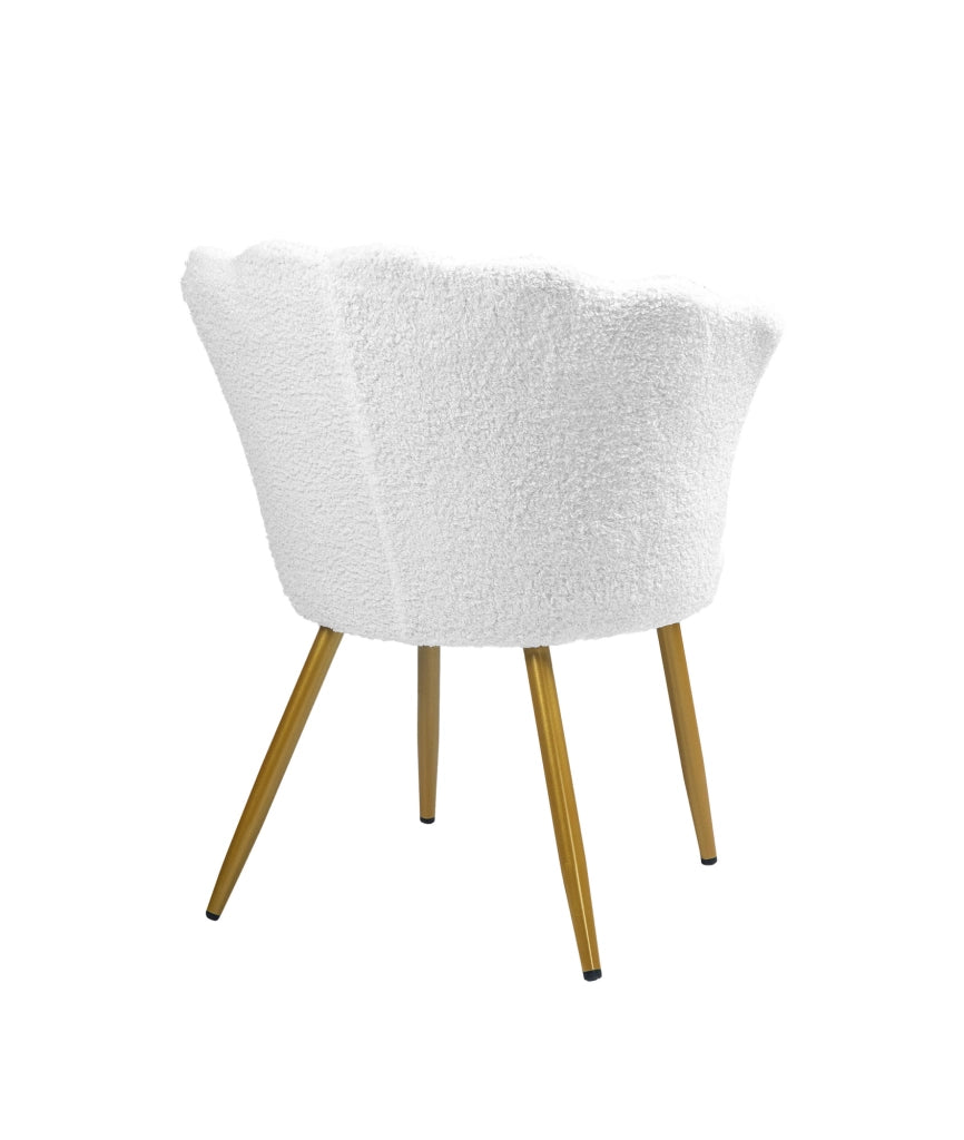 Poltrona Conchiglia Camera da Letto in Velluto Design Moderno Maddina TeddyBianco