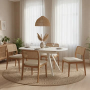 Tavolo da pranzo allungabile in ceramica effetto marmo bianco Spin 140-200x90 cm fino a 8 posti | Duzzle