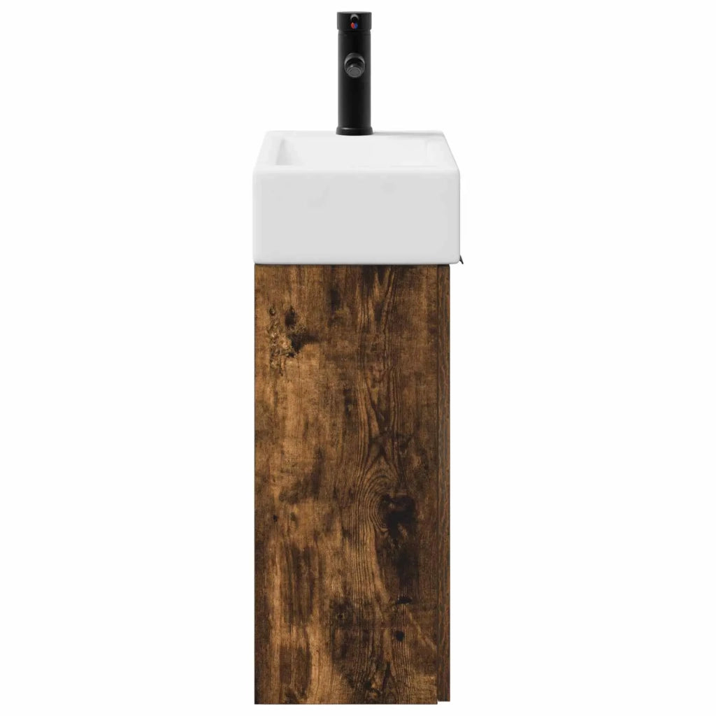 Mobile bagno con rubinetto Rovere Fumo 45,5 x 22,5 x 84 cm 889437