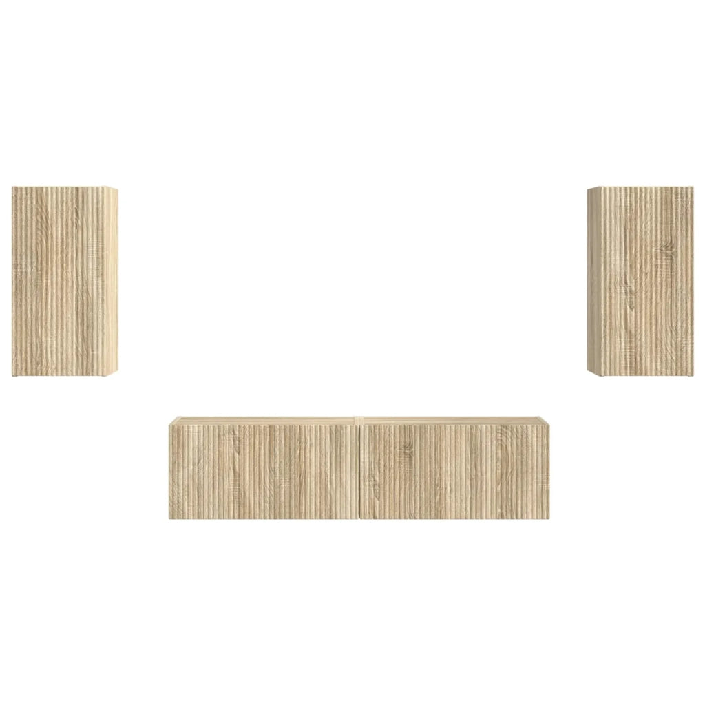Set mobile TV 4 pz-Credenza per TV Rovere Sonoma Legno multistrato 916550