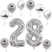 Folieballoone XL 32 pollici - Nummer 28 - Decorazione per Festa di Compleanno - Decorazione per Festa - Helio/Aria - Alta Resistenza alla Forma - Ballo Numerico