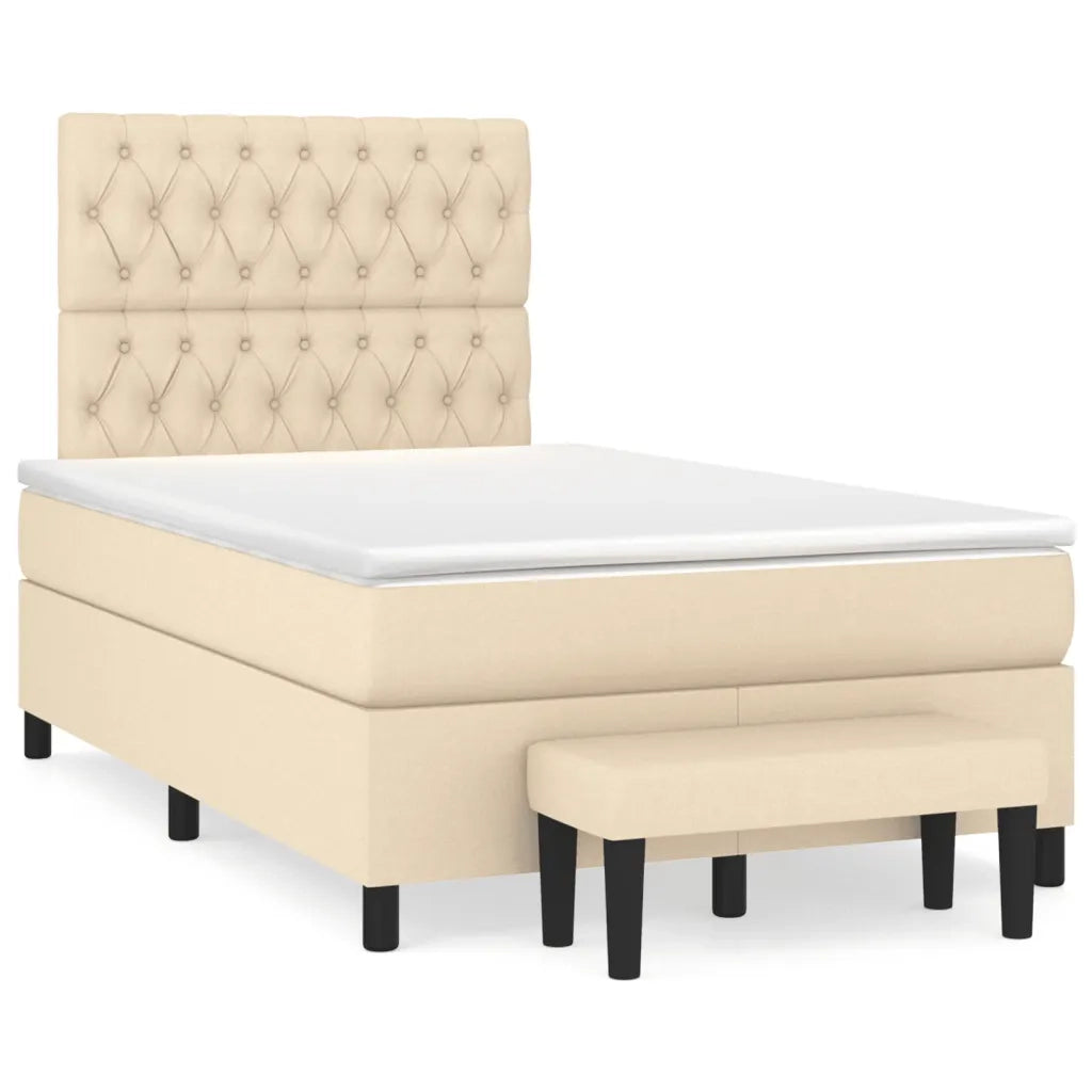 vidaXL Giroletto a Molle con Materasso Crema 120x190 cm in Tessuto