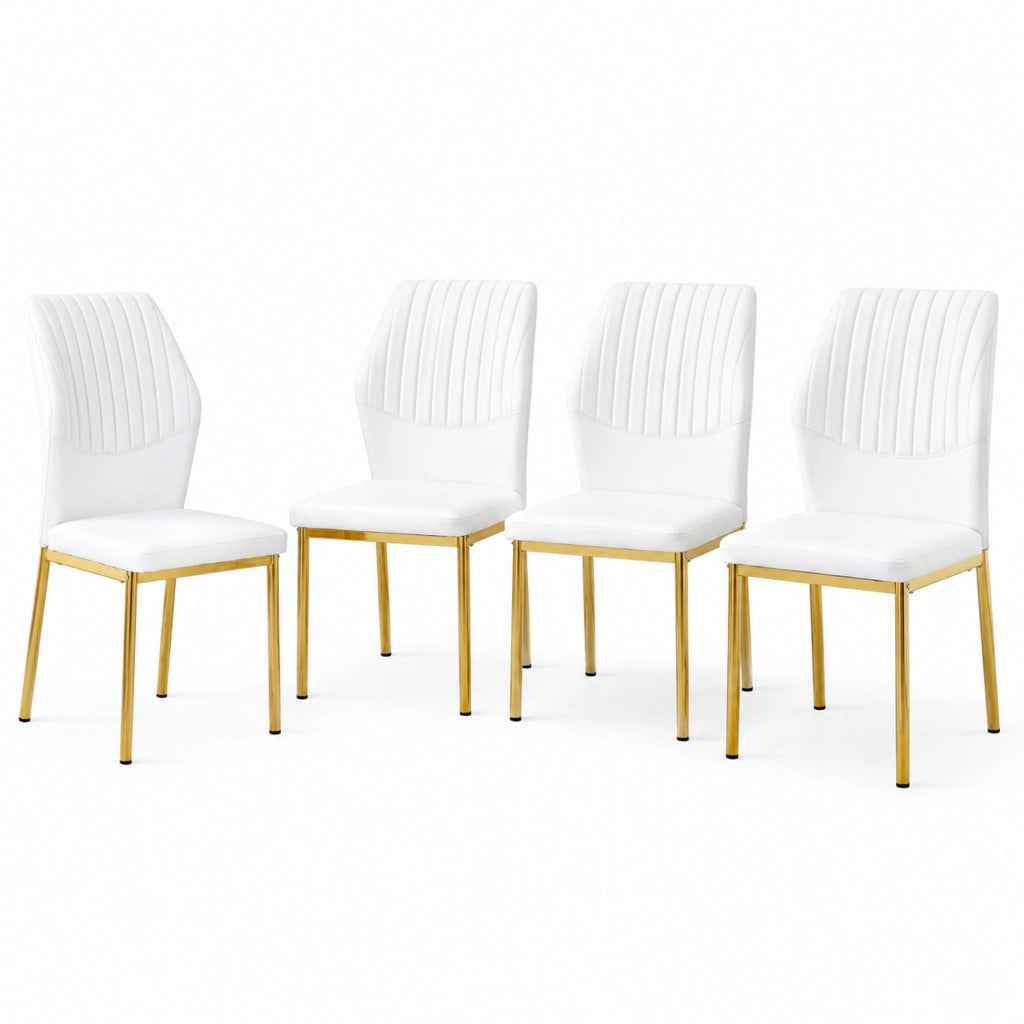 Set di 4 sedie da pranzo bianche e oro in PU